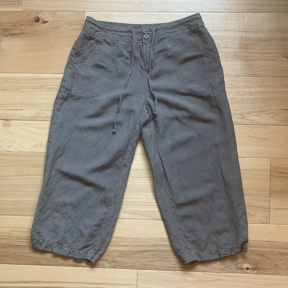 Coldwater Creek Olive Brown Baggy Cropped Pants, Size 6